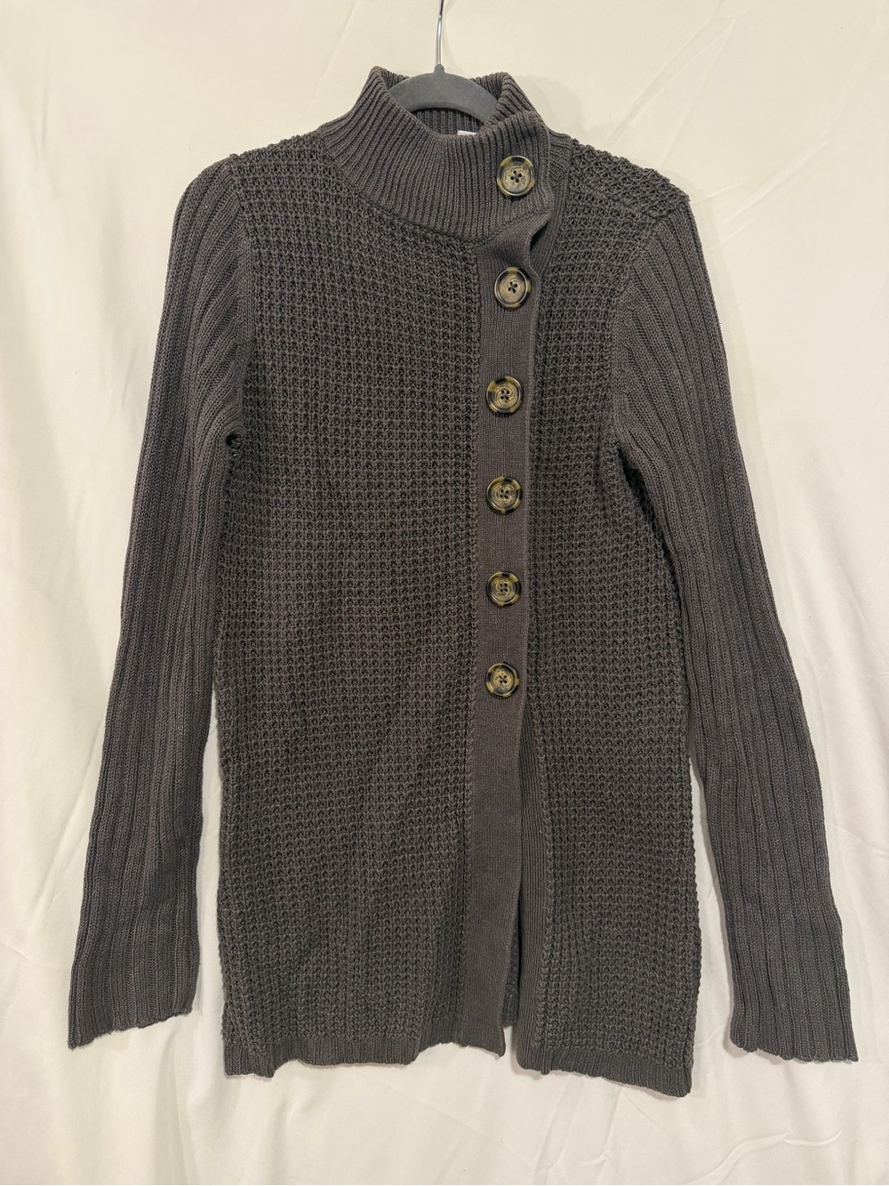 Gap Vintage Y2K Knit Button Front Cardigan Gray Womens Size Medium Cozy Relaxed